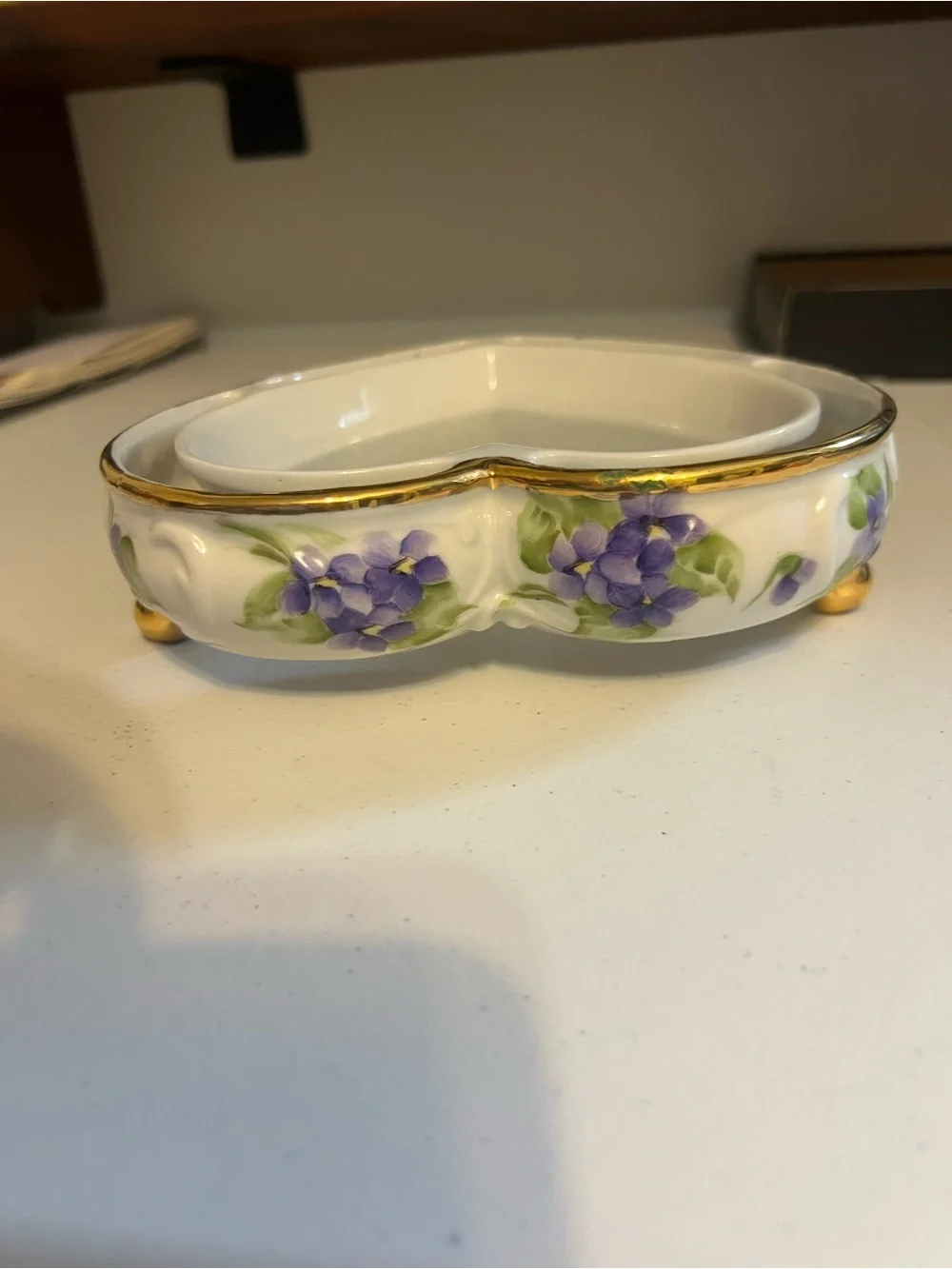 Vintage hand painted flower frog